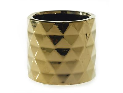 4"h x 4.75" GOLD CERAMIC ARCHITECT POT VASE