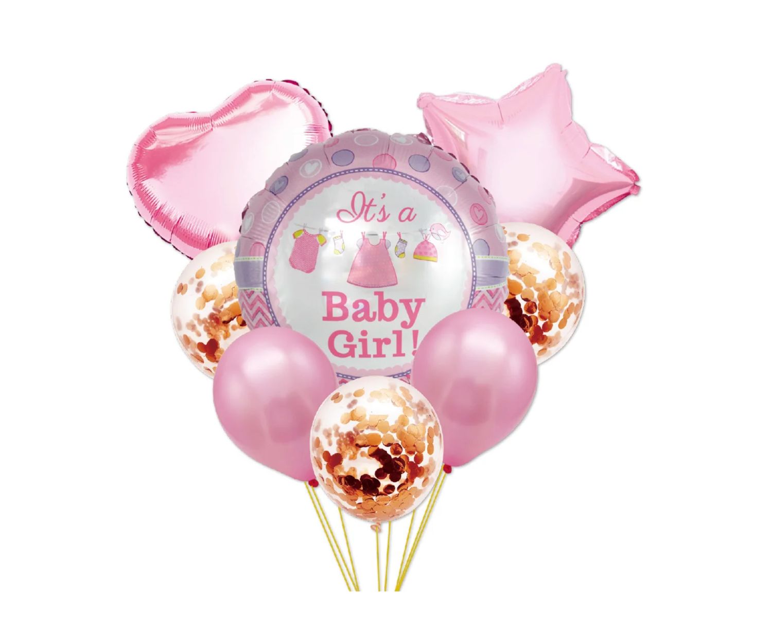 8 PIECE BABY GIRL BALLOON KIT MYLAR AND LATEX