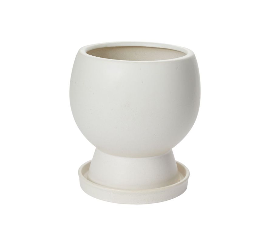 10.25"H X 9” X 8.75” WHITE CERAMIC BOSKY POT