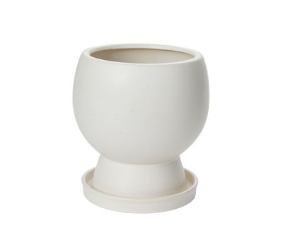 10.25"H X 9” X 8.75” WHITE CERAMIC BOSKY POT