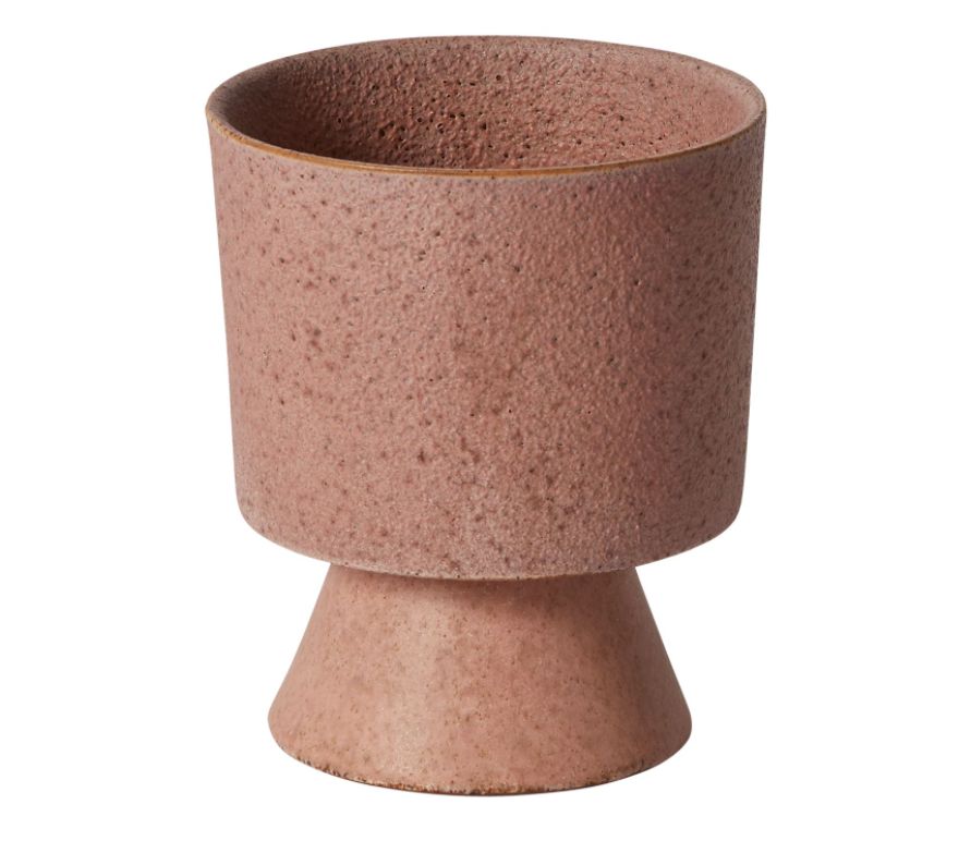 6”H X 4.5” PINK CERAMIC TARTE FOOTED POT