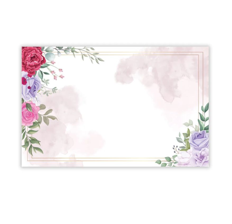 NO SENTIMENT CAPRI CARD, WATERCOLOR W GOLD BORDER