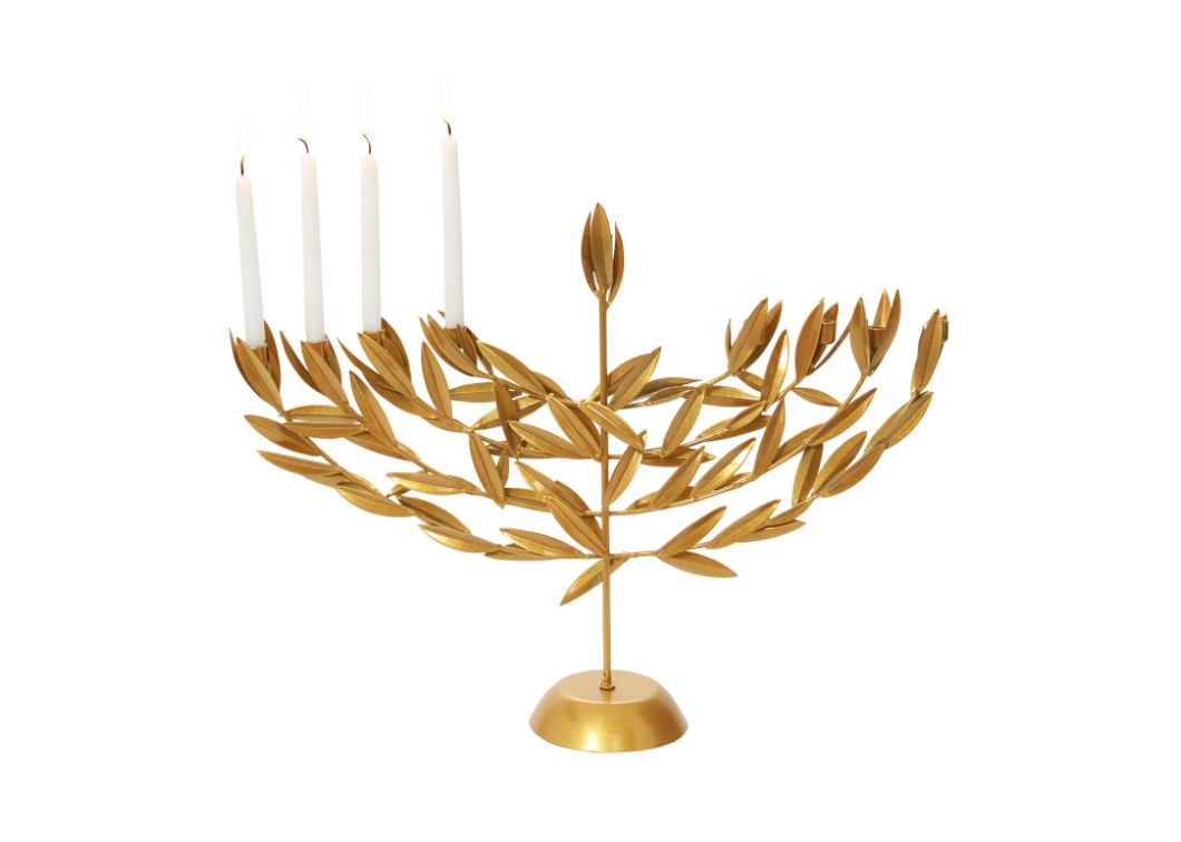 13.375”h x 17.75” x 4” GOLD METAL URIAH MENORAH 50% off was $25 now $12.50