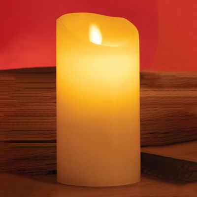 6”H X 3” LED PILLAR WAX SWINGING CANDLE IVORY