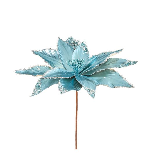 BLUE METALLIC GLITTER POINSETTIA