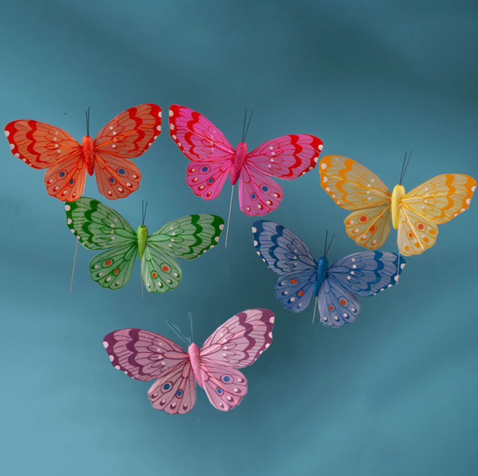 5" ASST FEATHER BUTTERFLIES, 1 DZ