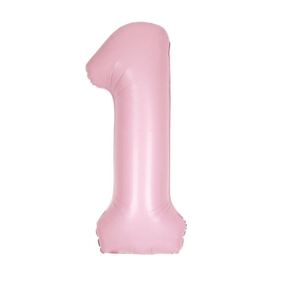 34" MATTE PINK FOIL BALLOON NUMBER -1