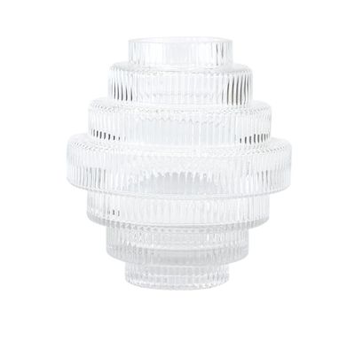 6.75”H X 6” NORDAL GLASS FLUTED VASE (2.5” OPENING)