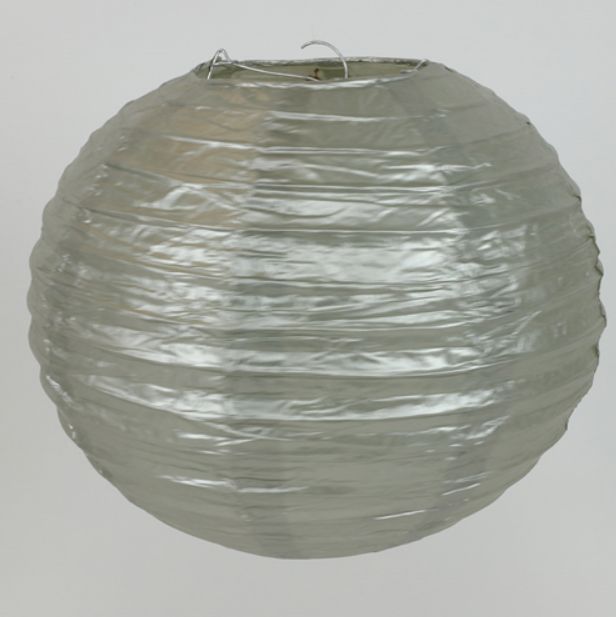 18" SILVER ROUND PAPER LANTERN