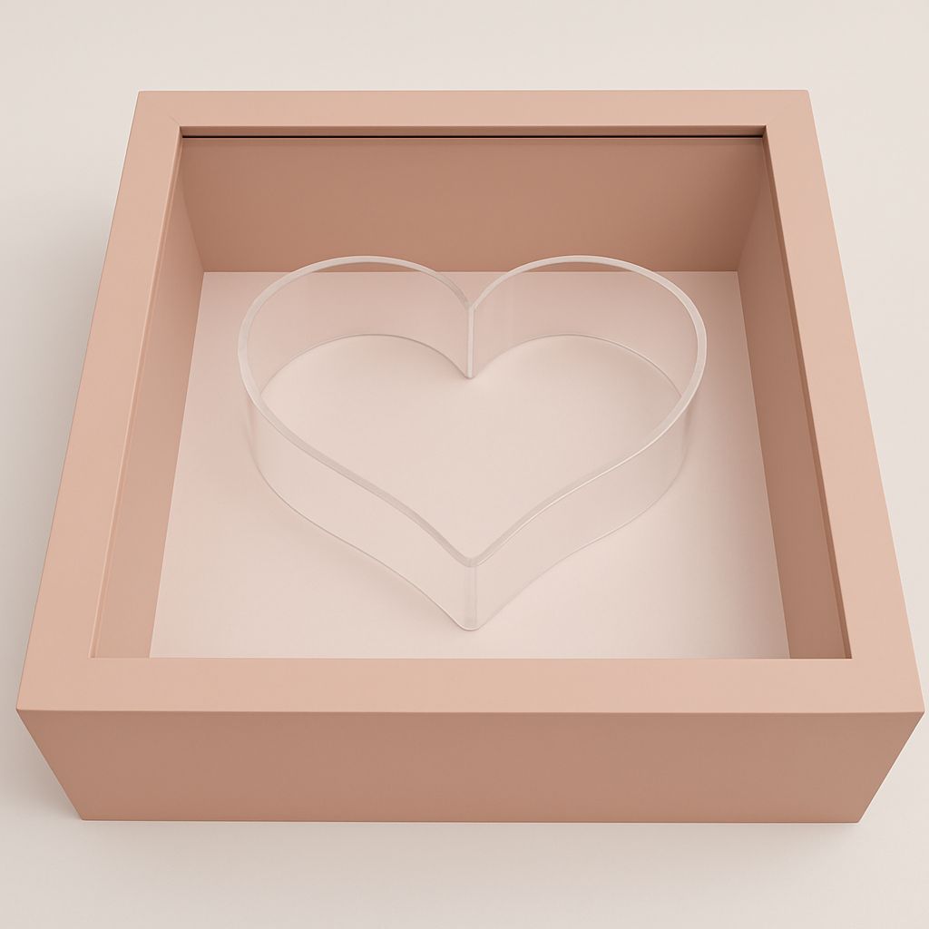 12" x 12" BLUSH ACRYLIC MAGNETIC SQUARE BOX W HEART, REG $39.99 60% OFF HAT BOX