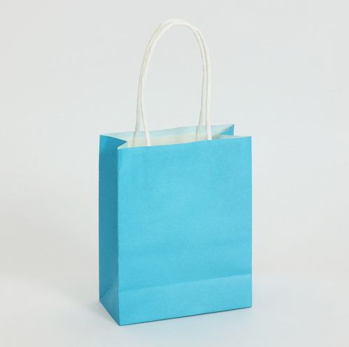 BLUE PAPER TOTE TREAT BAG 4.5"X5.5"X2.25"