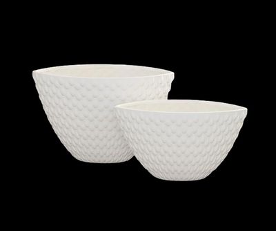 9.75”H X 8” X 14.5”L LARGE WHITE CERAMIC ELLIPTICAL EYE VASE