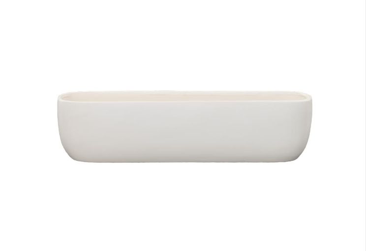 6”H X 24”L WHITE EXTRA LONG AND LOW CERAMIC WITH OVAL CORNERS