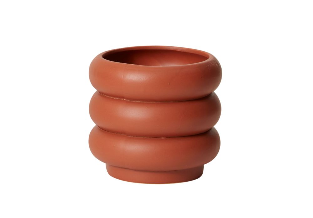 4.5”H X 5” TERRACOTTA CERAMIC MOTLEY POT (AD)