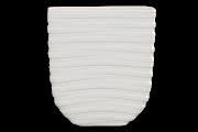 14.5"H X 4.5" X 13.25”L WHITE RECTANGLE EYE VASE WITH ALTERNATE BANDED