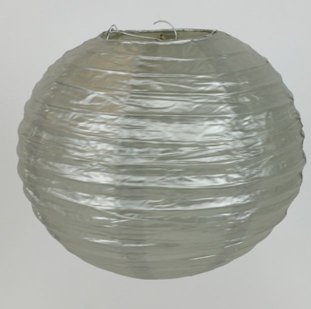 14" SILVER ROUND PAPER LANTERN