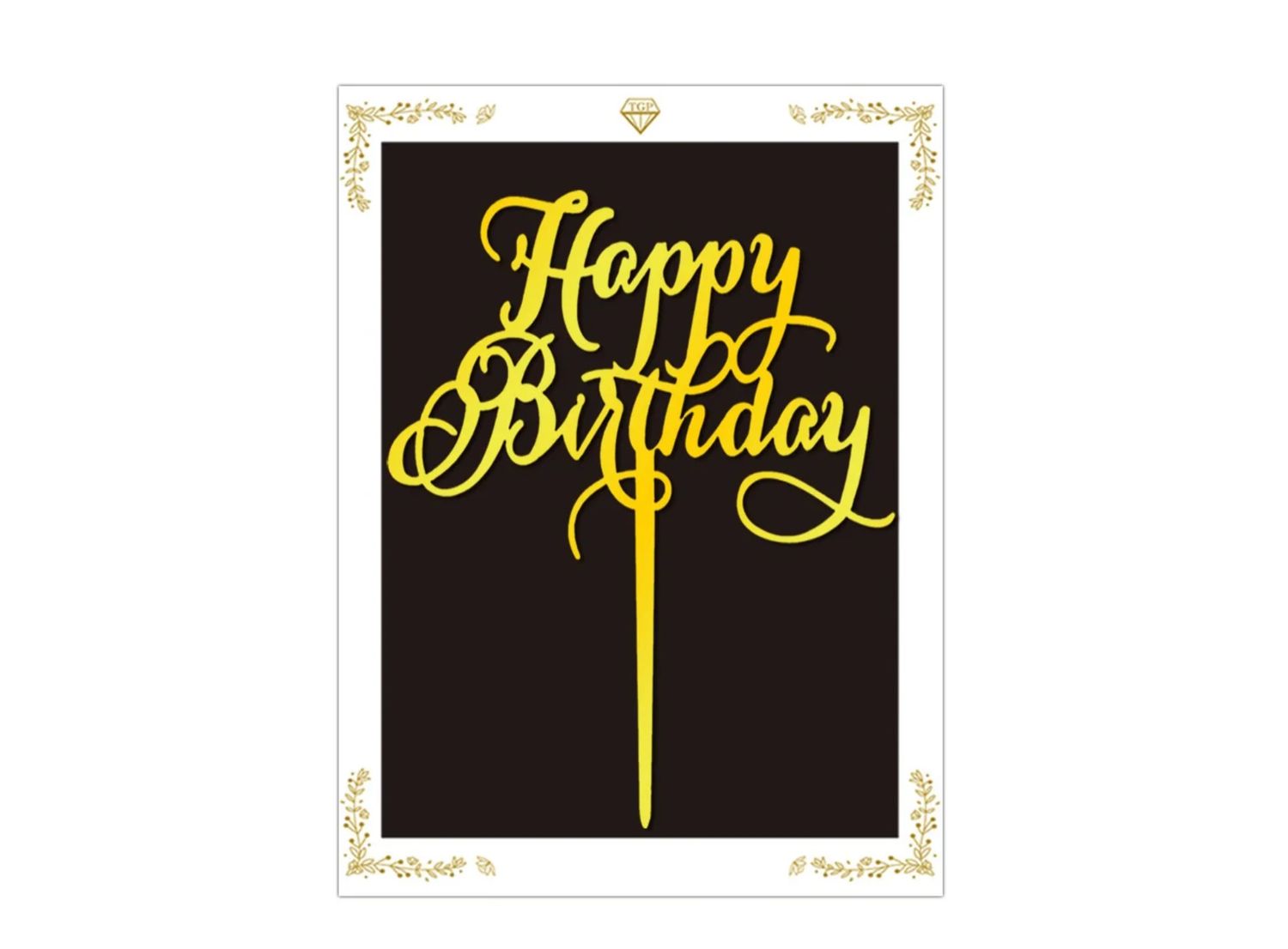 "HAPPY BIRTHDAY" GOLD CAKE TOPPER