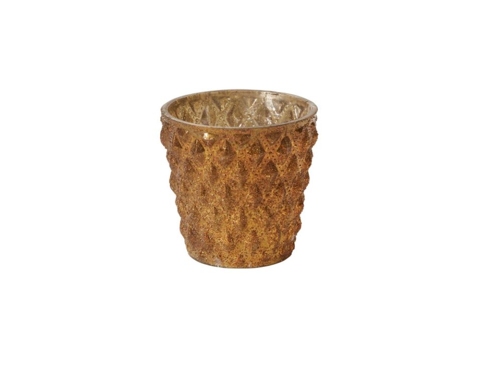 3.25”H X 3.5” GOLD GLASS CRISTAL VOTIVE 50% off was $8 now $3.99