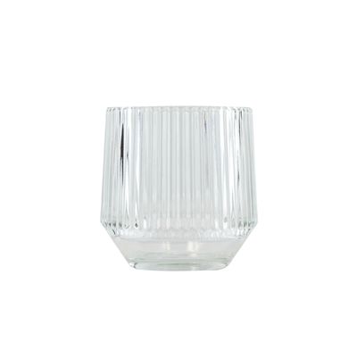 4”H X 3.75” CLEAR IRIDESCENT CANDLE HOLDER