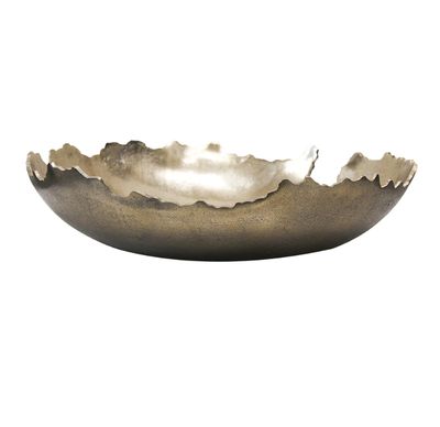 3.5”H X 12.75” GOLD ALUMINUM JAGGED EDGE LOW BOWL