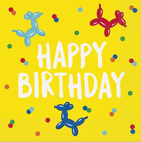 16 BALLOON DOG BDAY LUNCH NAPKINS