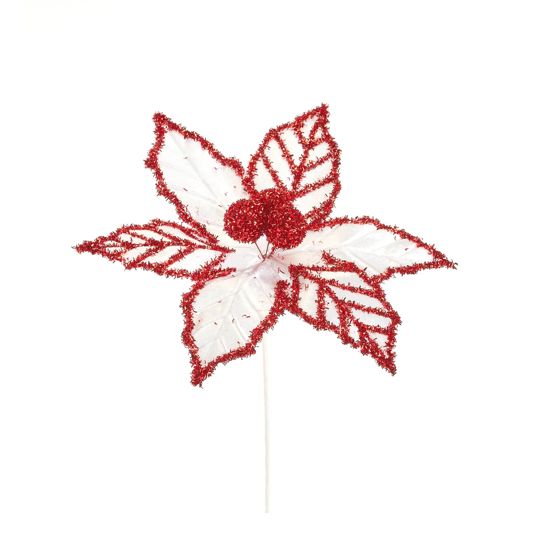 WHT/RED POINSETTIA WITH TINSEL, reg 3.99 50% off