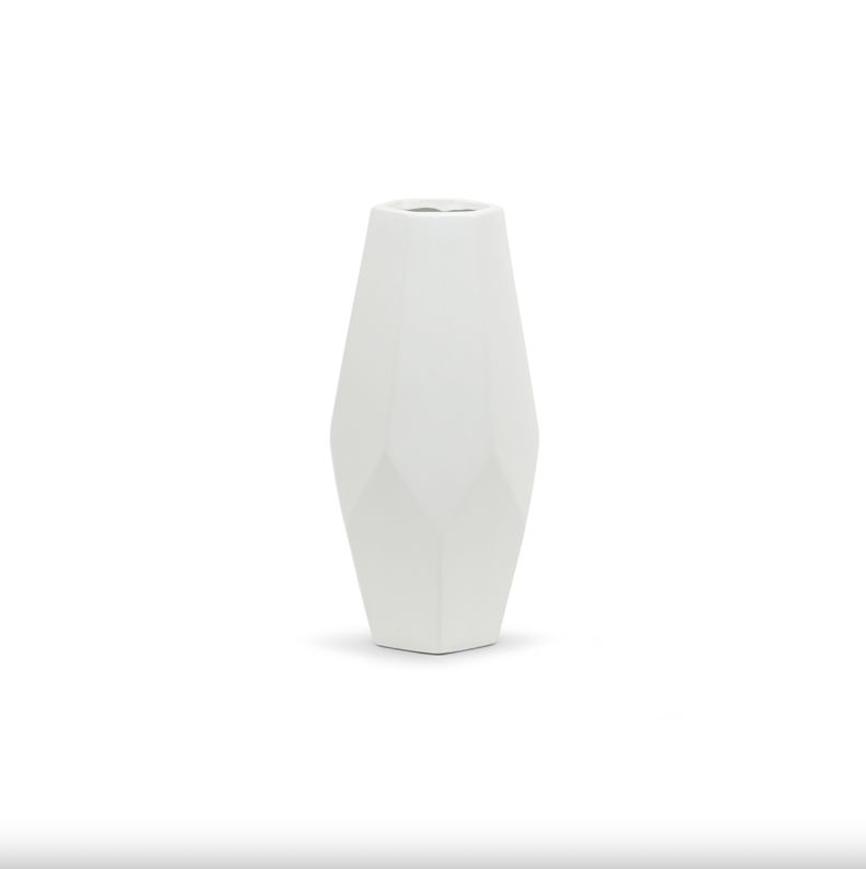 40% off was $19 now $11.39. 10.25”H X 5” WHITE CERMIC GEO VASE