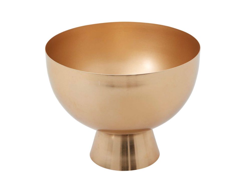5”H X 6.75” GOLD METAL GOLDEN LOVE COMPOTE