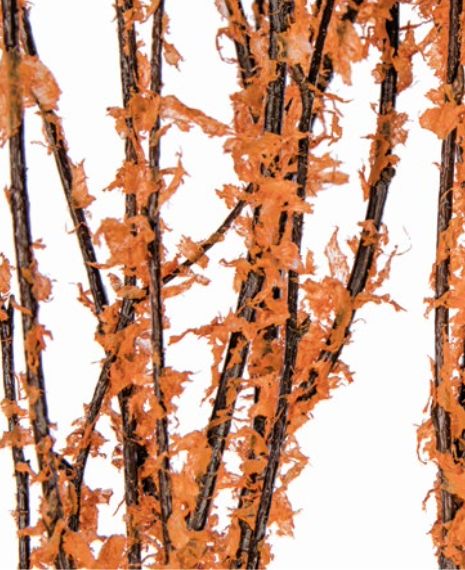 3' - 4' ORANGE FLOCK BIRCH BRANCHES, 4-5 STEMS