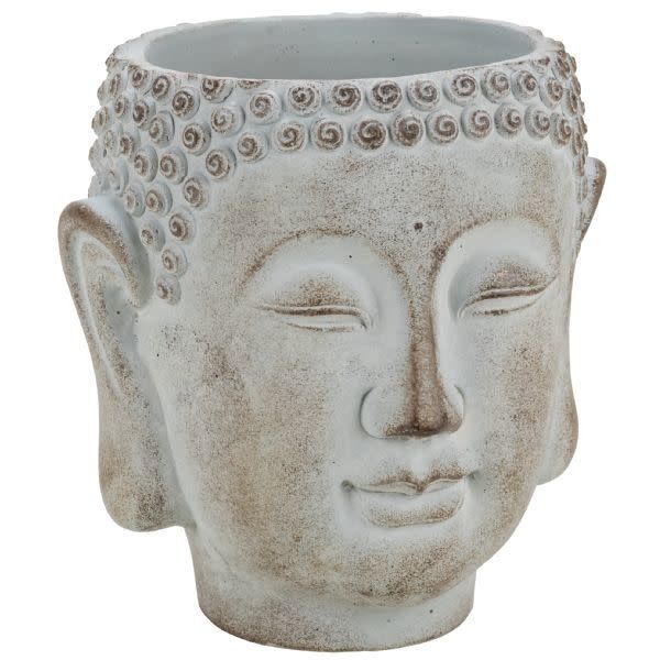 9.5"h x 7.5"  CEMENT BUDDHA HEAD PLANTER