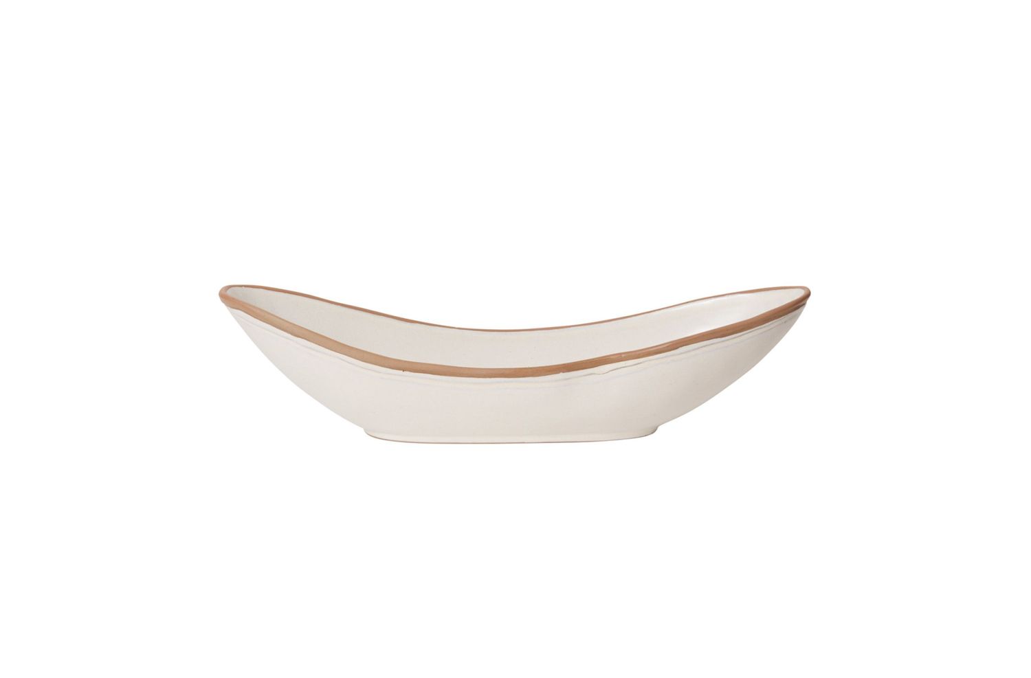 40% off was $42 now $25.19. 5"H X 20"LONG X 5.5" WHITE CERAMIC BOAT KELYFOS BOWL