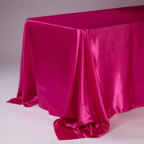 90” X 132” FUCHSIA RECTANGLE SATIN TABLE CLOTH