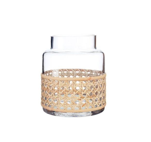6”h x 5” BOHO STYLE CANE VASE