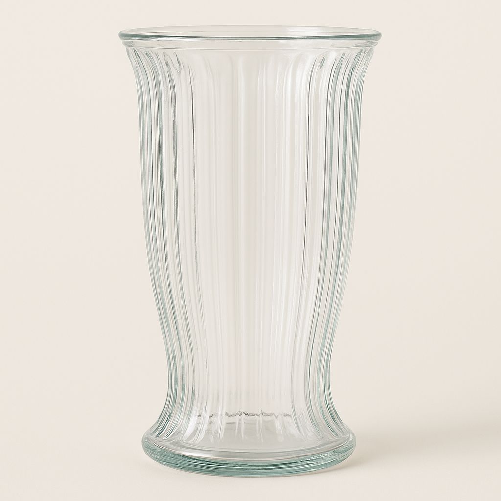 12"H X 6" TALL RIBBED GLASS VASE