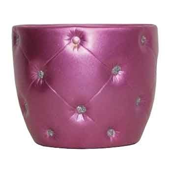 4.5"d PINK CERAMIC VASE W RHINESTONES