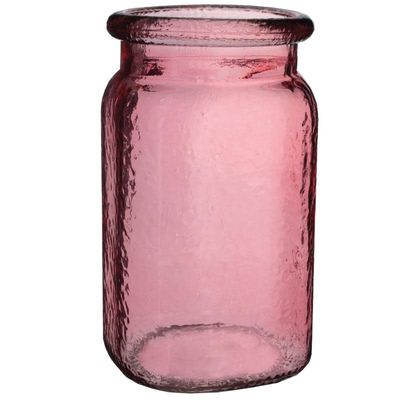 6.5”H X 3.75” HAMMERED JAR VINTAGE PINK