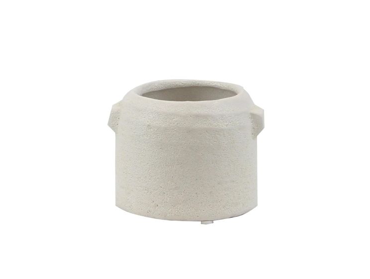 2.75”H X 4” WHITE ZINTO LOW AND WIDE CERAMIC PLANTER WITH SMALL HANDLE