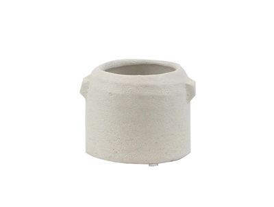 2.75”H X 4” WHITE ZINTO LOW AND WIDE CERAMIC PLANTER WITH SMALL HANDLE