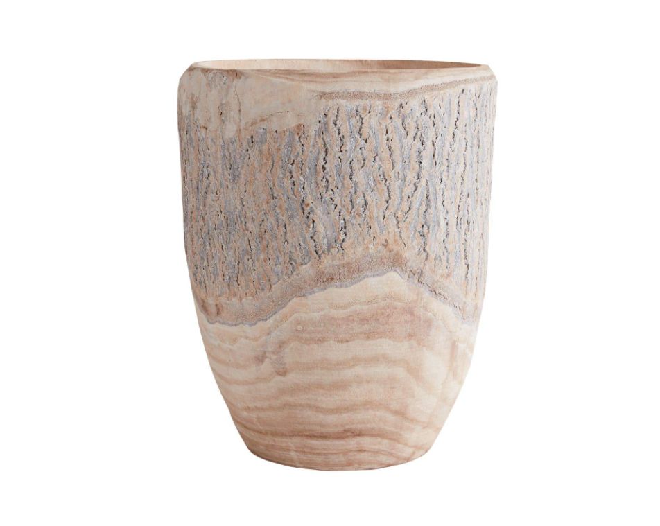 15.5”H X 12.5” NATURAL ELMWOOD PLANTER WOOD