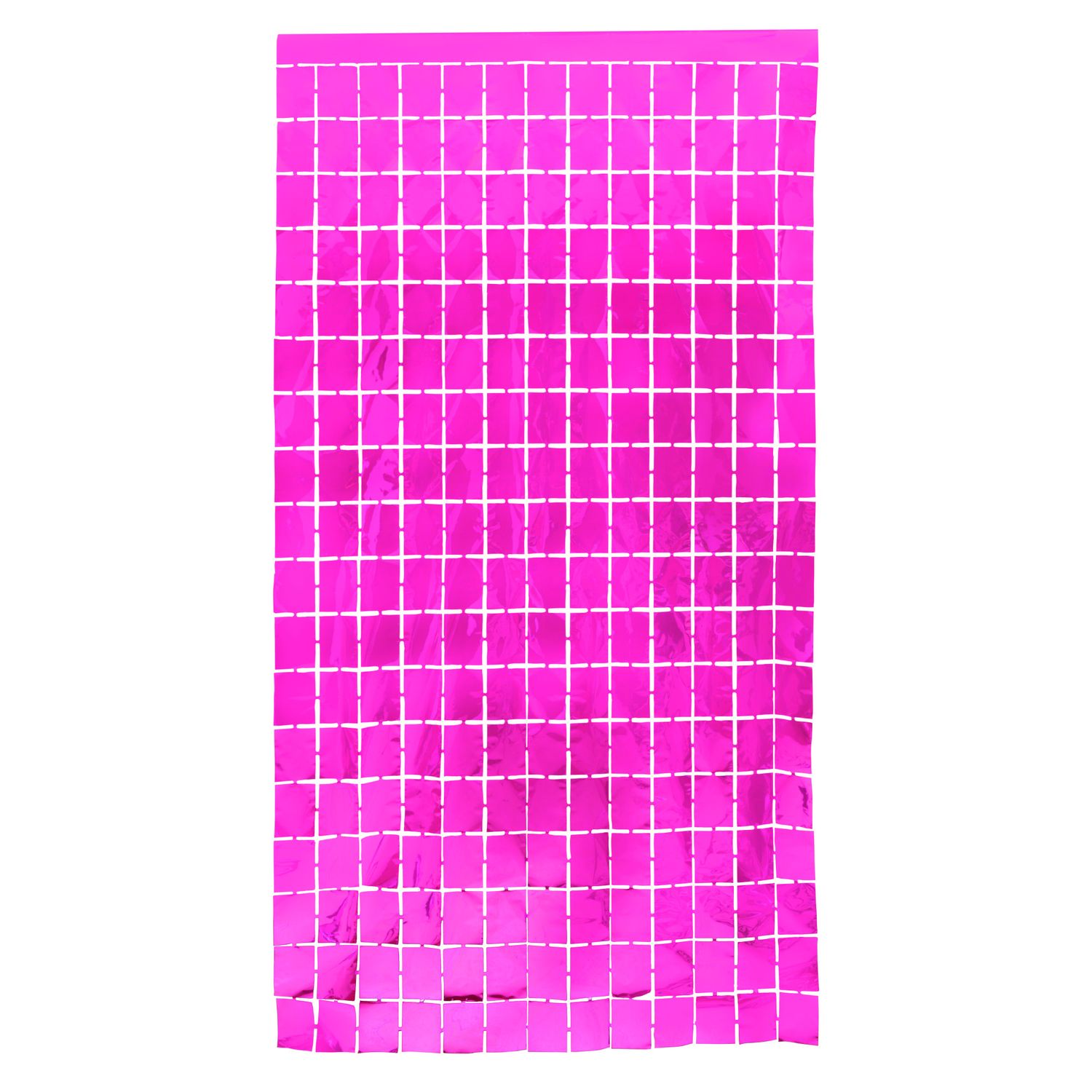 78” x 38" FUCHSIA METALLIC SQUARE FOIL CURTAIN