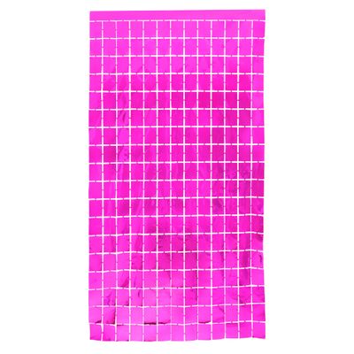 78” x 38" FUCHSIA METALLIC SQUARE FOIL CURTAIN