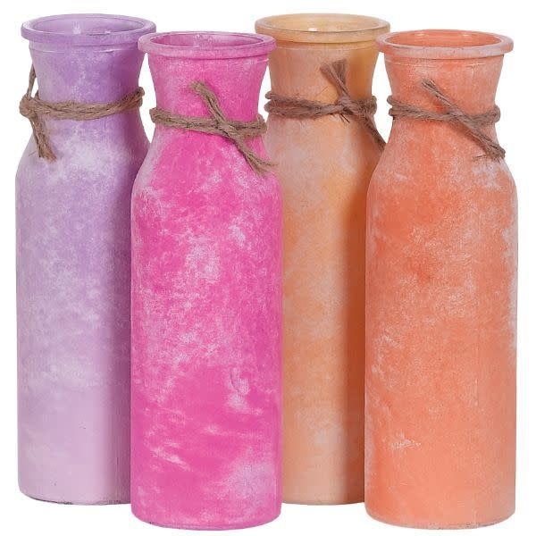 7.7" ROUND GLASS VASE ASST COLORS