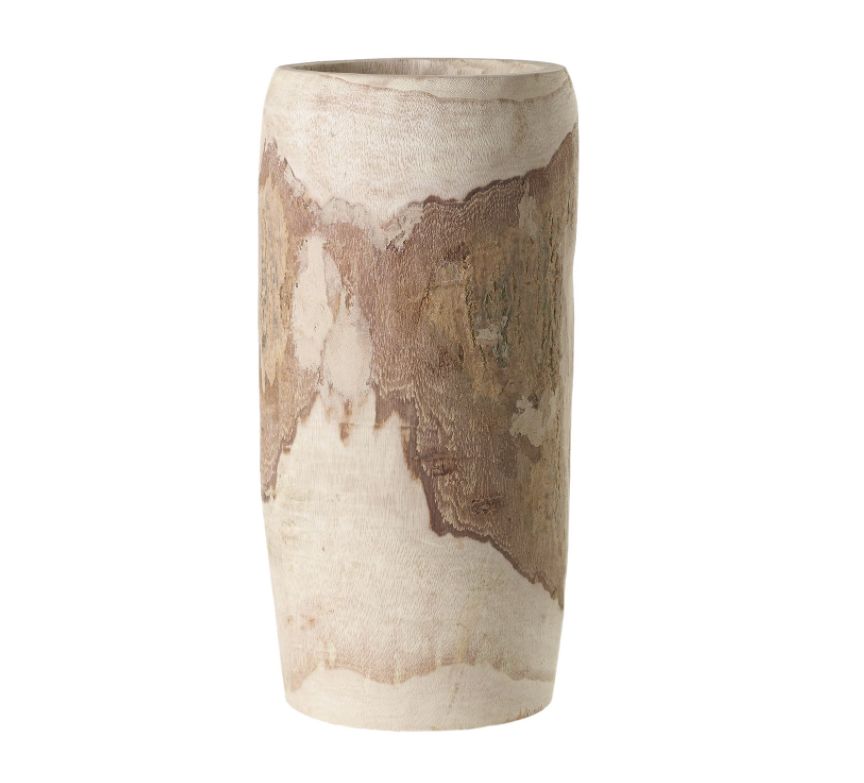 15”H X 6-7.5”W WOOD YUCCA POT/VASE