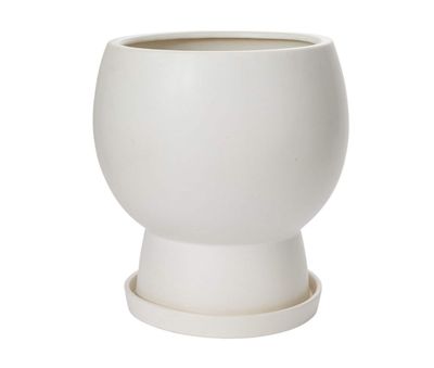 15”H X 14” X 12” WHITE CERAMIC BOSKY POT