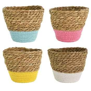 6.75”H X 7.5” SEAGRASS POTS, PRICE PER EACH BOX HAS ASSORTMENT