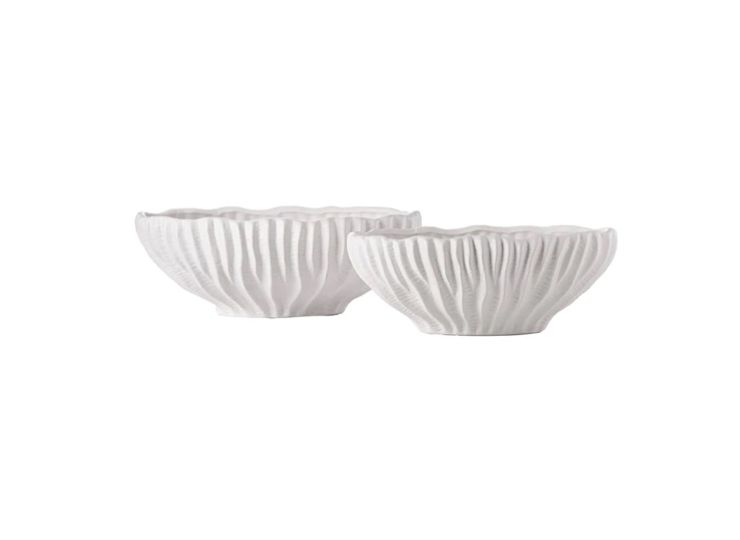 5.5”H X 14.5”L X 8.25”W SMALL MATTE WHITE LOW CERAMIC OVAL SEASHELL