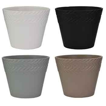 5.75’H X 6.5” BRAIDED CERAMIC TAPERED POTS, REG $9.99