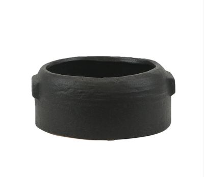 3.5”H X 8” BLACK ZINTO LOW AND WIDE CERAMIC PLANTER WITH SMALL HANDLE
