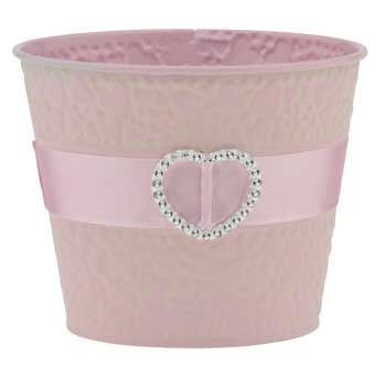 4.5”D PINK GALVANIZED POT WITH HEART, REG $4.99