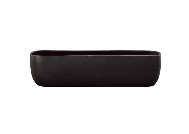 6”H X 24”L BLACK EXTRA LONG AND LOW CERAMIC WITH OVAL CORNERS